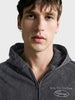 Men's Black Regular Fit Embroidered Casual Sweatshirt