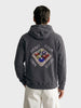 Men's Black Regular Fit Embroidered Casual Sweatshirt