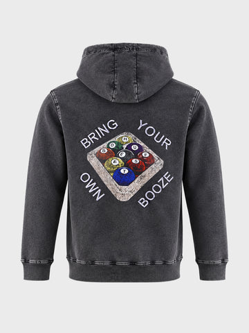 Men's Black Regular Fit Embroidered Casual Sweatshirt
