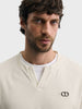 Men's Off White Relaxed Fit Solid Casual Sweatshirt