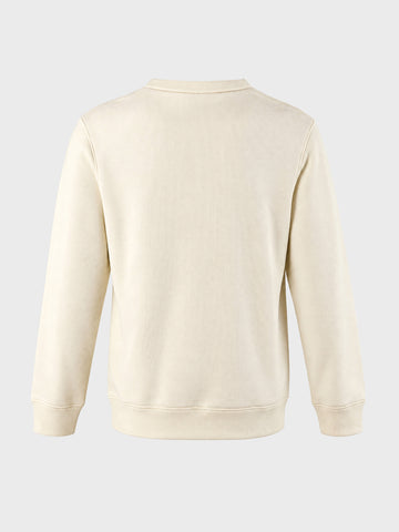 Men's Off White Relaxed Fit Solid Casual Sweatshirt
