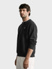 Men's Black Relaxed Fit Solid Casual Sweatshirt