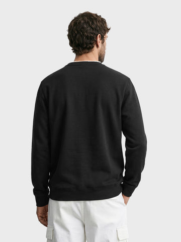 Men's Black Relaxed Fit Solid Casual Sweatshirt