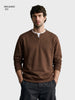Men's Brown Relaxed Fit Solid Casual Sweatshirt