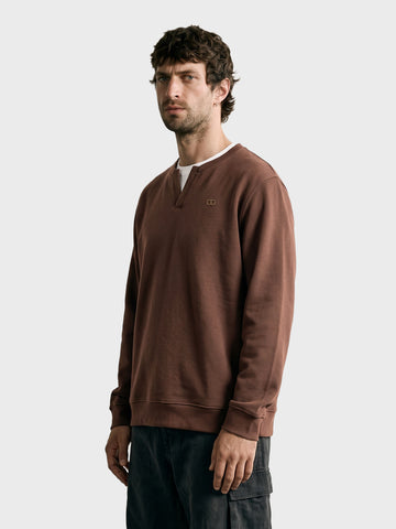 Men's Brown Relaxed Fit Solid Casual Sweatshirt