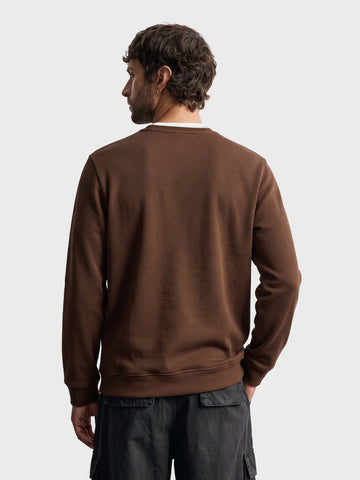 Men's Brown Relaxed Fit Solid Casual Sweatshirt