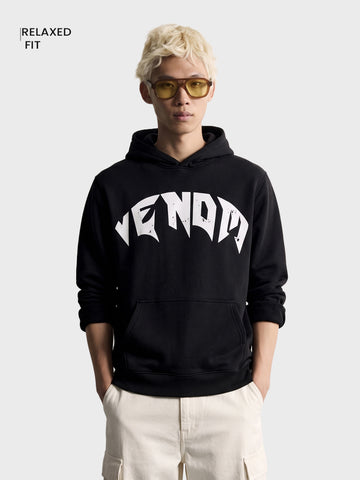 Men's Black Relaxed Fit Printed Casual Sweatshirt