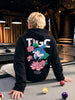 Men's Black Relaxed Fit Graphic Printed Casual Sweatshirt