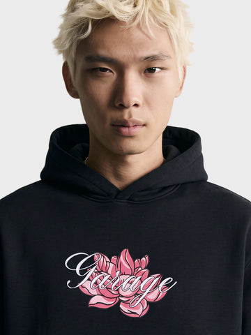 Men's Black Relaxed Fit Graphic Printed Casual Sweatshirt