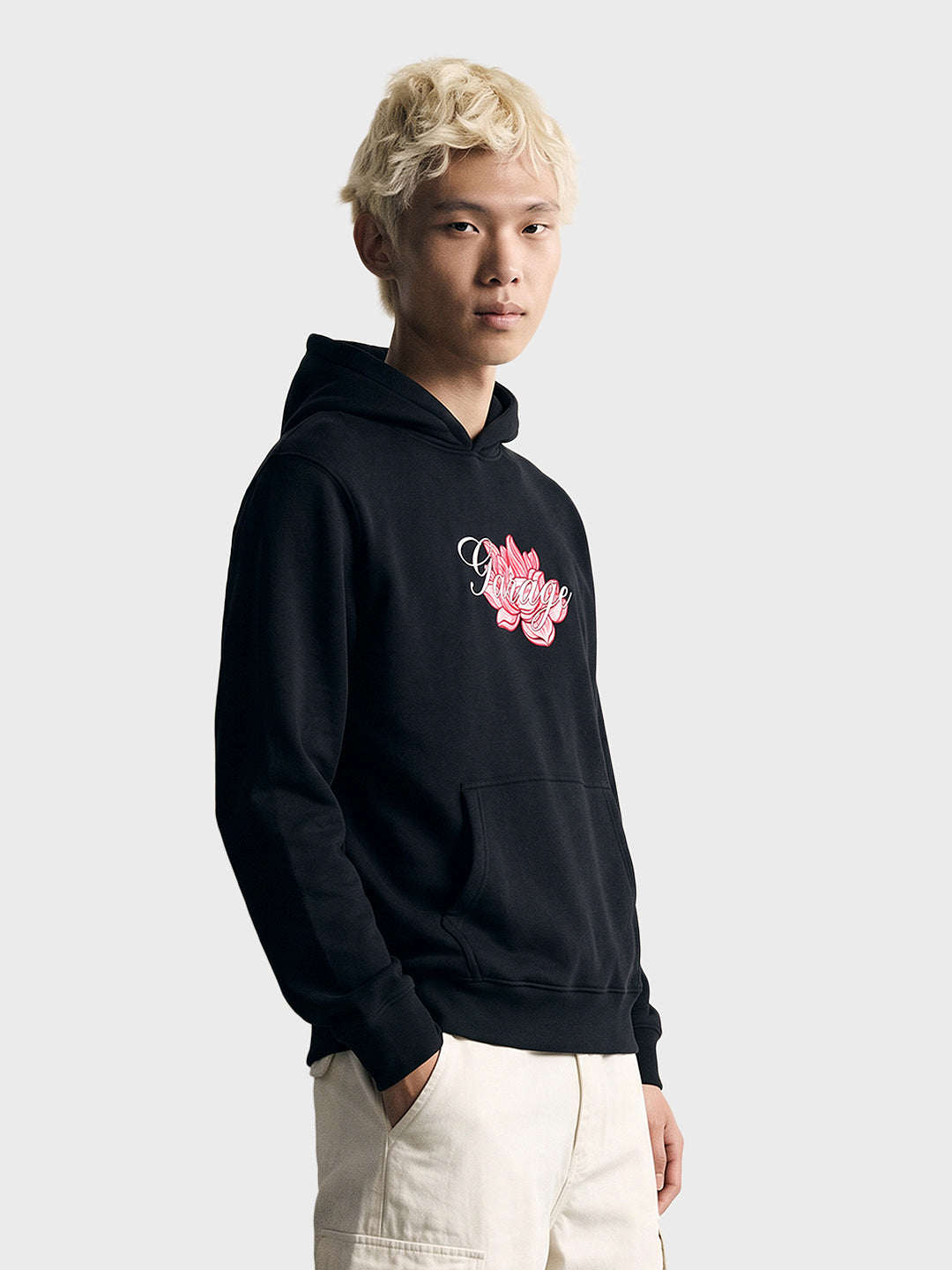 Men's Black Relaxed Fit Graphic Printed Casual Sweatshirt