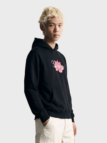 Men's Black Relaxed Fit Graphic Printed Casual Sweatshirt