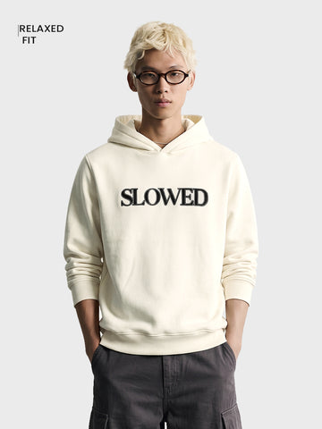 Men's Off White Relaxed Fit Printed Casual Sweatshirt