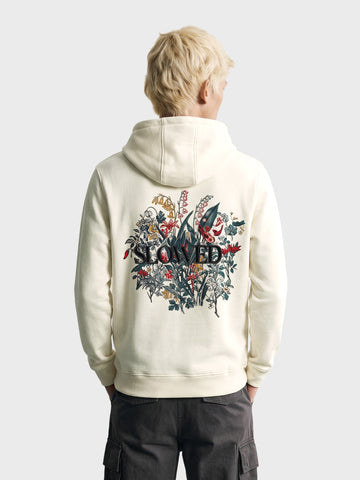 Men's Off White Relaxed Fit Printed Casual Sweatshirt