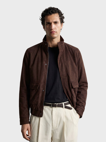 Men's Brown Regular Fit Solid Casual Jacket