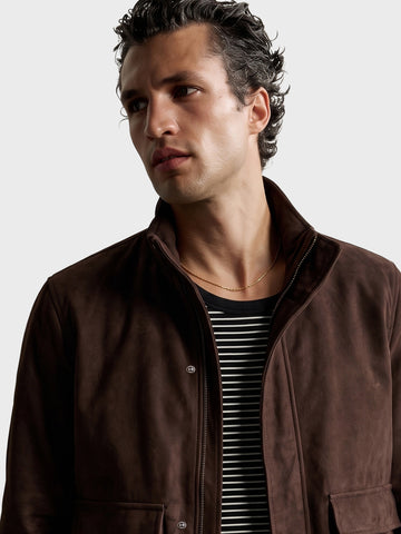 Men's Brown Regular Fit Solid Casual Jacket