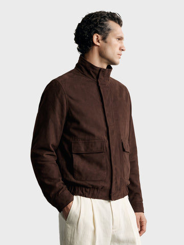 Men's Brown Regular Fit Solid Casual Jacket