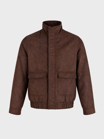 Men's Brown Regular Fit Solid Casual Jacket