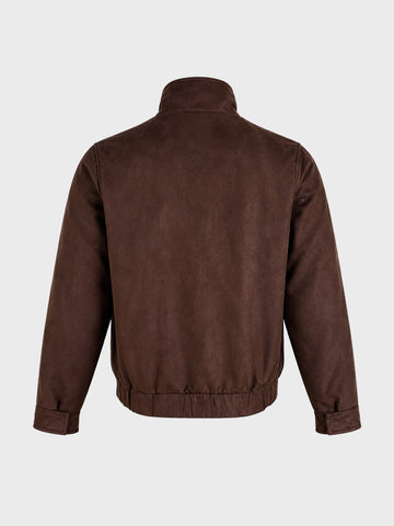 Men's Brown Regular Fit Solid Casual Jacket