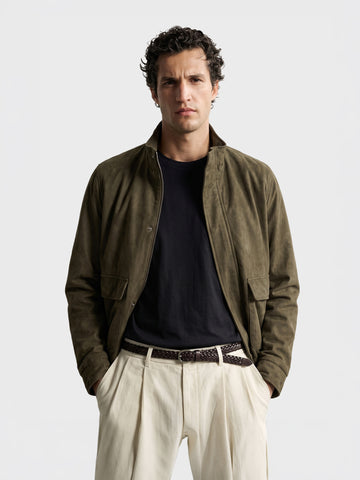 Men's Olive Regular Fit Solid Casual Jacket