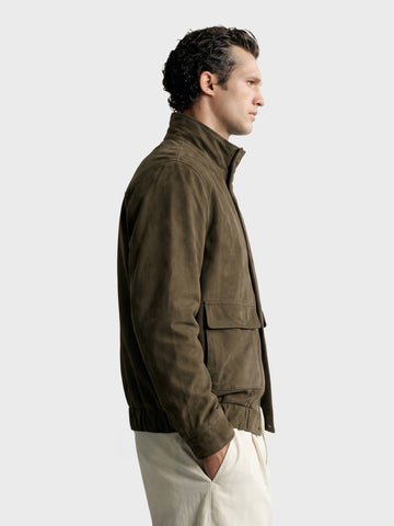 Men's Olive Regular Fit Solid Casual Jacket