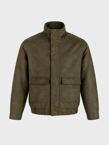 Men's Olive Regular Fit Solid Casual Jacket
