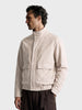 Men's Cream Regular Fit Solid Casual Jacket