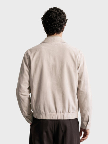 Men's Cream Regular Fit Solid Casual Jacket