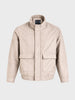 Men's Cream Regular Fit Solid Casual Jacket
