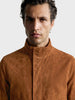 Men's Brown Regular Fit Solid Casual Jacket
