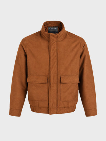 Men's Brown Regular Fit Solid Casual Jacket