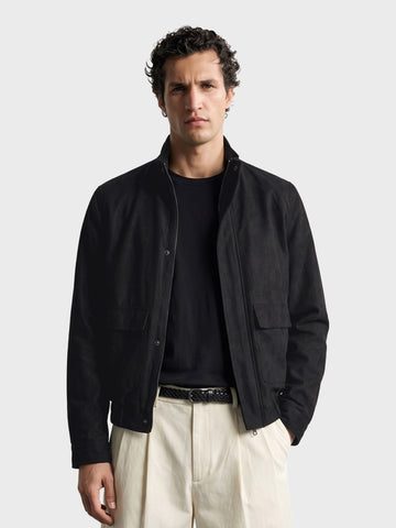 Men's Black Regular Fit Solid Casual Jacket