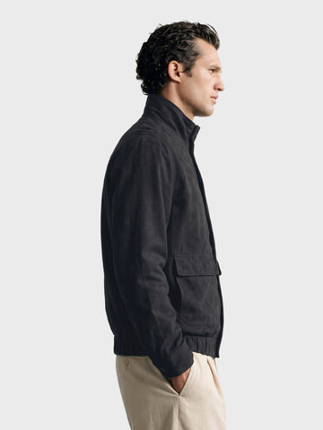 Men's Black Regular Fit Solid Casual Jacket