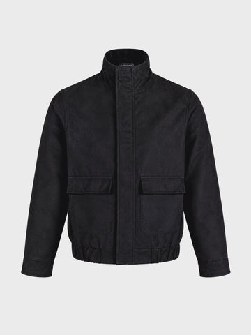 Men's Black Regular Fit Solid Casual Jacket