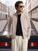 Men's Cream Regular Fit Solid Casual Jacket