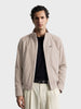 Men's Cream Regular Fit Solid Casual Jacket