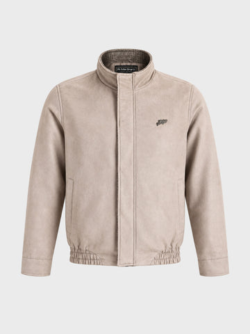 Men's Cream Regular Fit Solid Casual Jacket