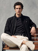 Men's Black Regular Fit Solid Casual Jacket