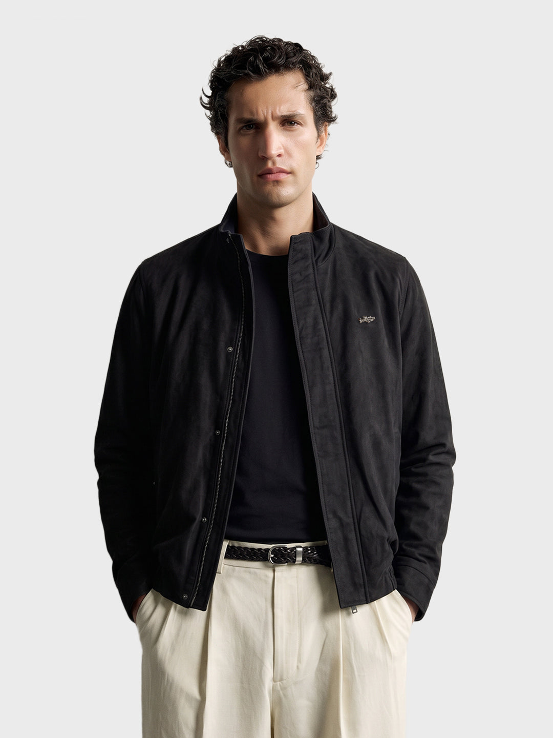 Men's Black Regular Fit Solid Casual Jacket