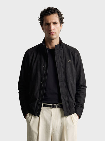 Men's Black Regular Fit Solid Casual Jacket