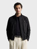 Men's Black Regular Fit Solid Casual Jacket