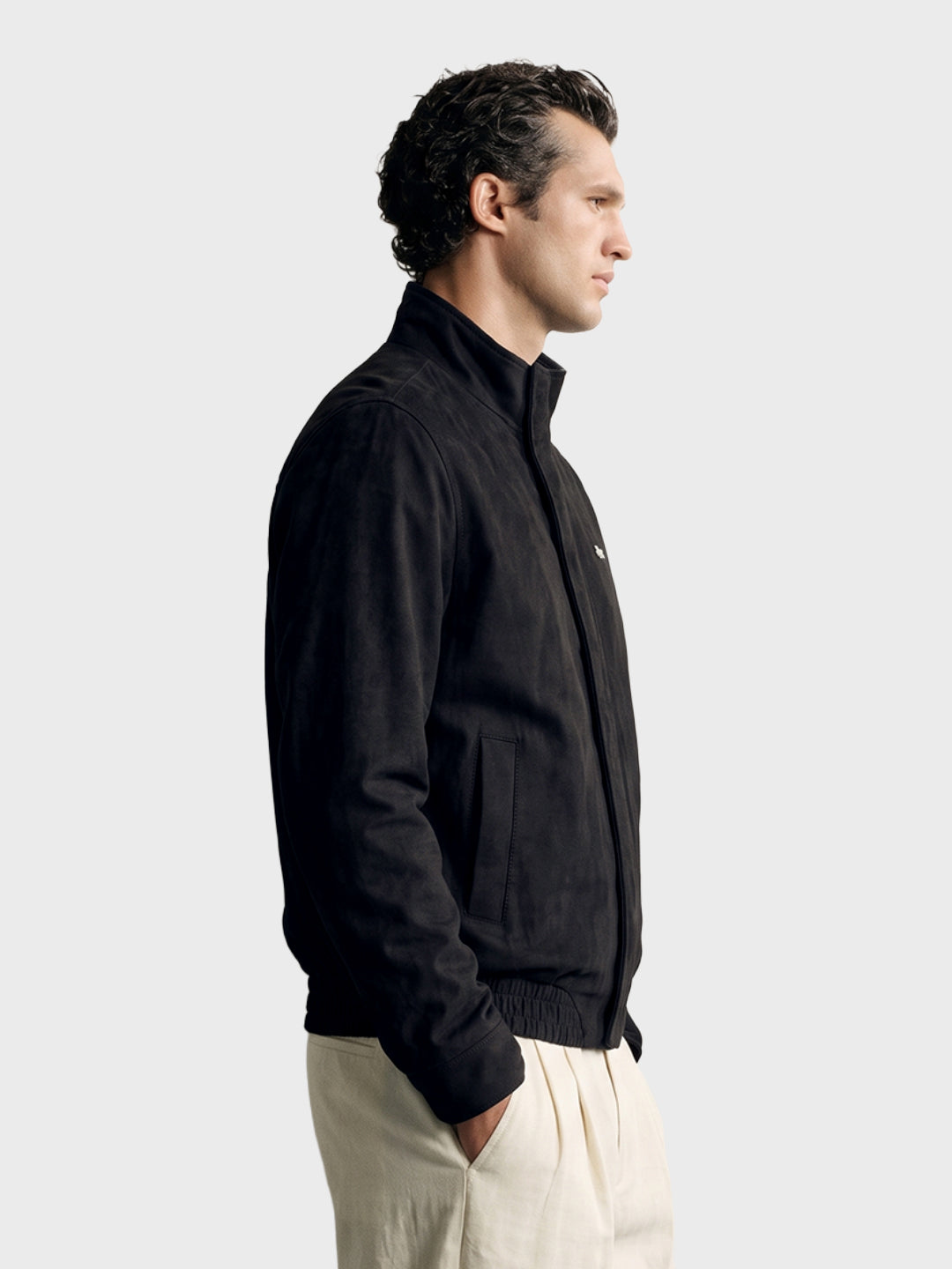 Men's Black Regular Fit Solid Casual Jacket