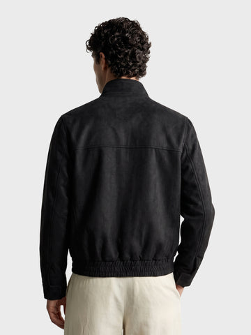 Men's Black Regular Fit Solid Casual Jacket