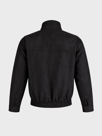 Men's Black Regular Fit Solid Casual Jacket