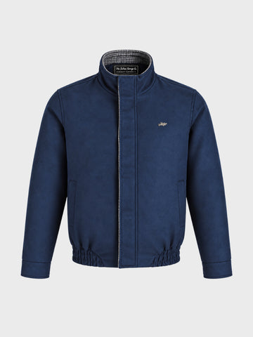 Men's Navy Blue Regular Fit Solid Casual Jacket