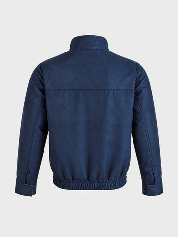Men's Navy Blue Regular Fit Solid Casual Jacket