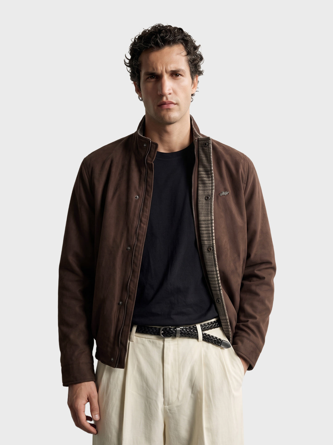 Men's Brown Regular Fit Solid Casual Jacket