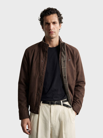 Men's Brown Regular Fit Solid Casual Jacket
