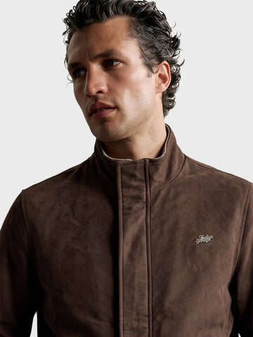 Men's Brown Regular Fit Solid Casual Jacket