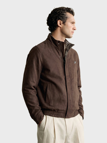 Men's Brown Regular Fit Solid Casual Jacket