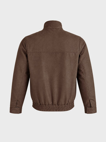 Men's Brown Regular Fit Solid Casual Jacket